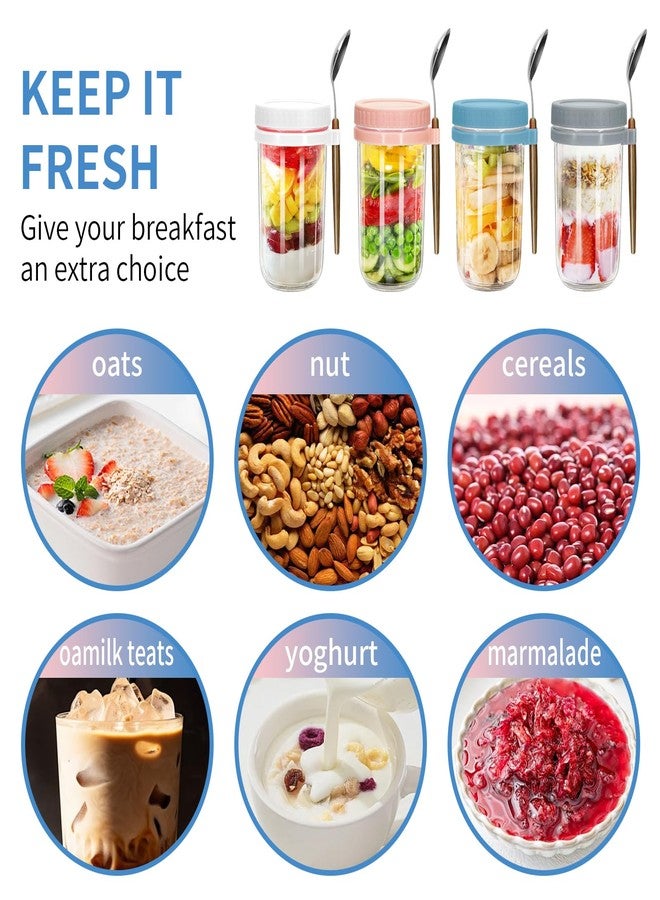 eispap 20oz - 4 Pack Overnight Oats Jars with Lids and Spoon, Overnight Oats Container with Lids, Measurement Marks, Wide Mouth Mason Jars for Salad, Cereal - Image 5